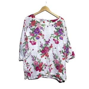 MODAMALFI Floral Linen Top